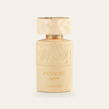 Panache Angel Dust by Khadlaj 100ml bottle, sweet vanilla gourmand fragrance, on bone background